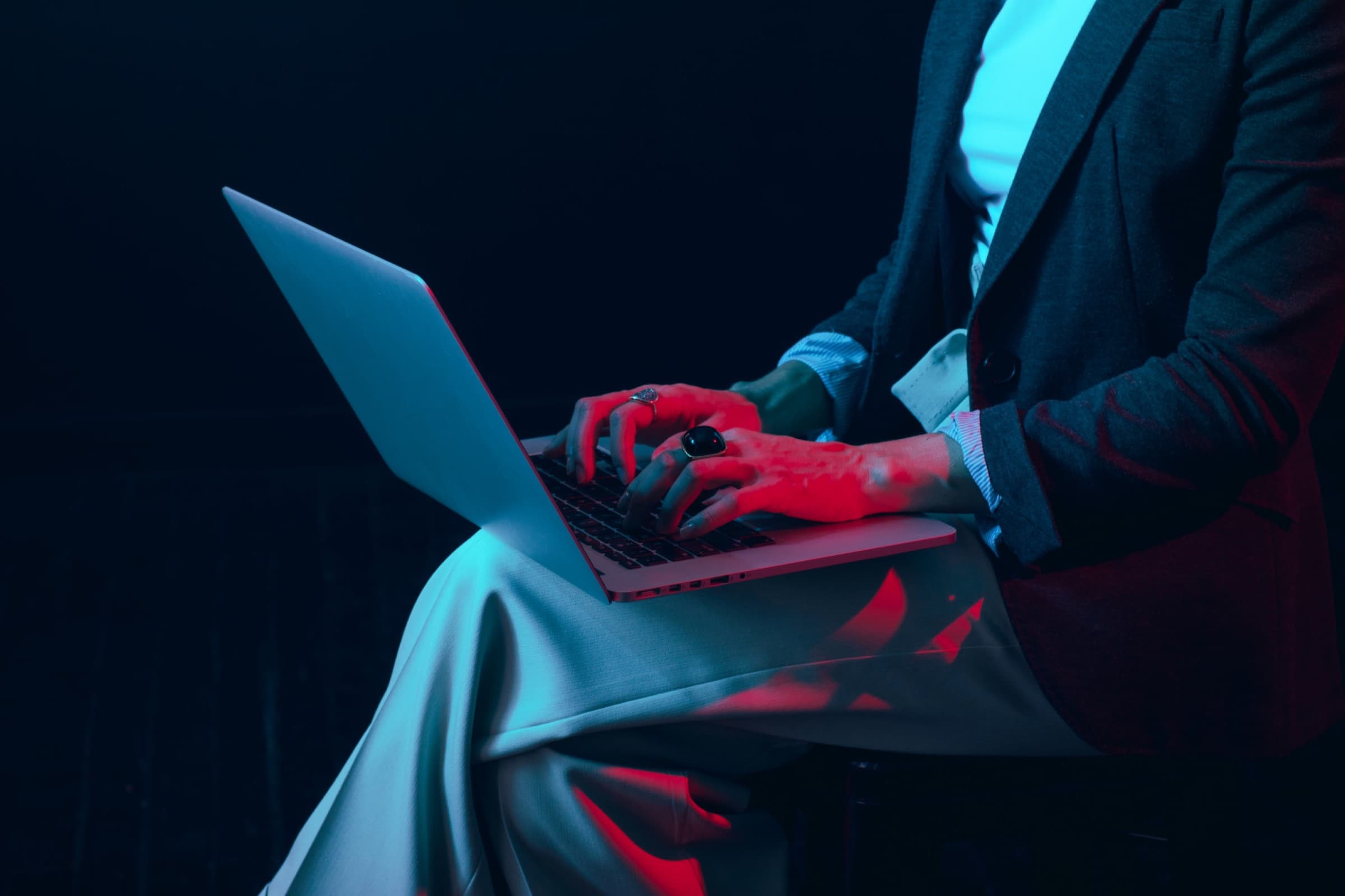 Laptop in split-tone light