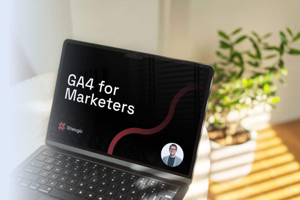 GA4 for marketers title slide on a screen